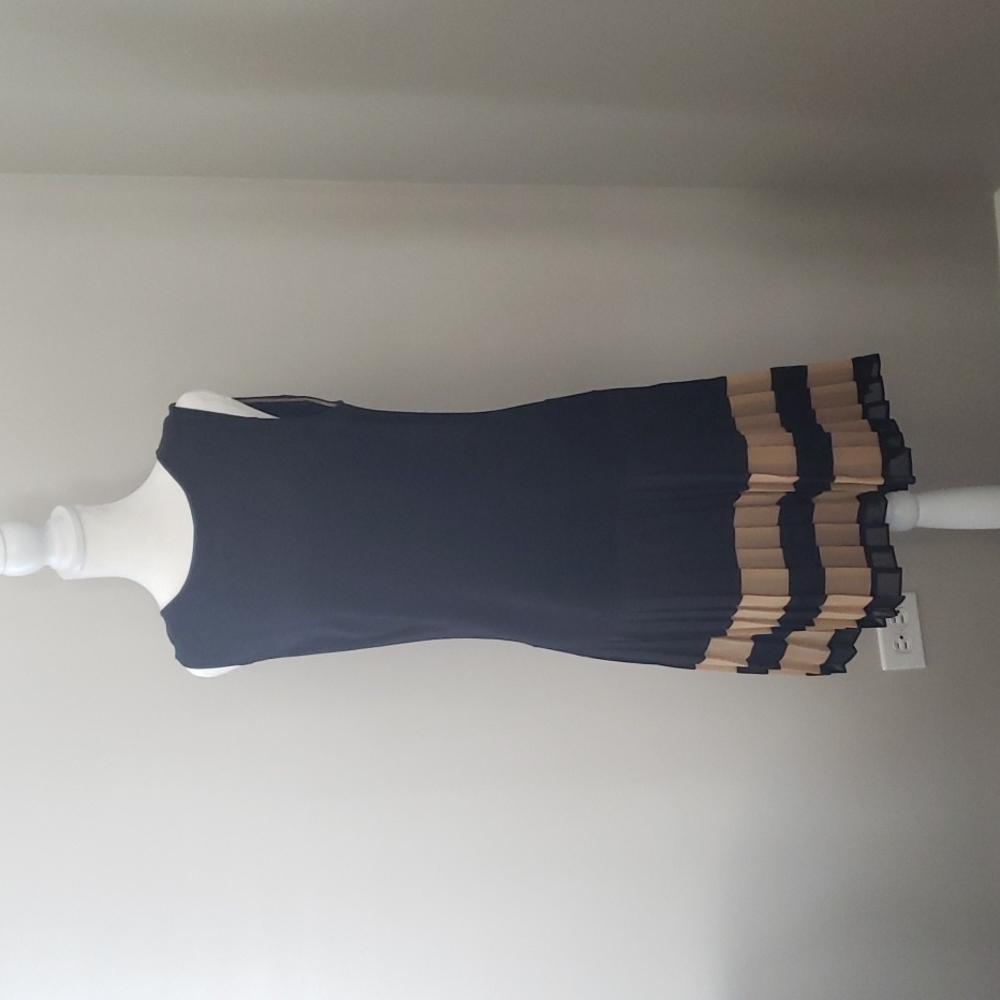 Loft black and tan drop waist dress